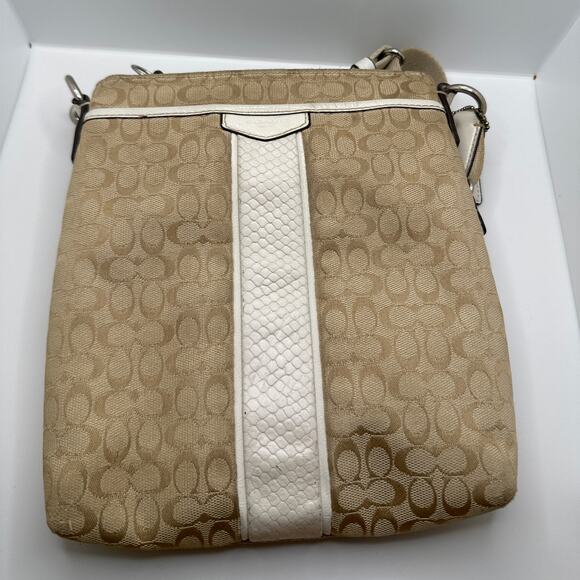 COACH Tan and Off White Signature Canvas Crossbody - Picture 12 of 12
